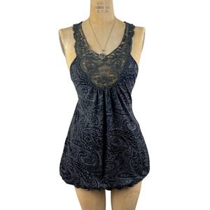 Boho Fairy Tank Top Paisley Lace Chest Size Small Whimsigoth Grunge Fairy